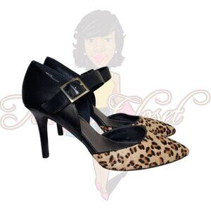 14th & Union Black Pointed Animal Print Heels